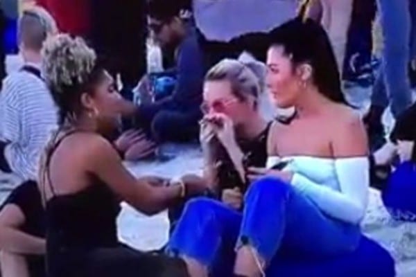 Beach party girl caught on live prime time TV news report snorting a suspicious substance