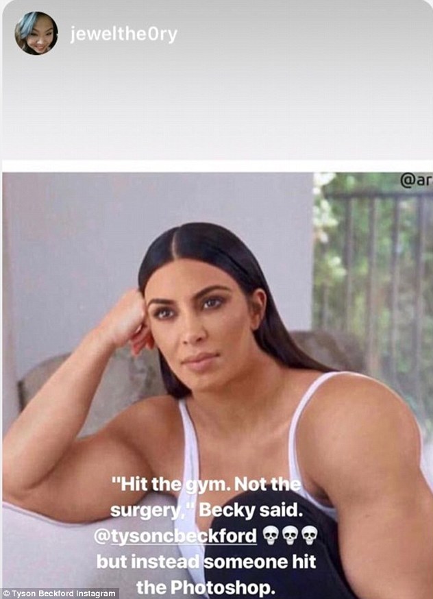 Kim Kardashian's feud with Tyson Beckford rolls on as model shows off muscles and says he isn't gay but is 'supportive'