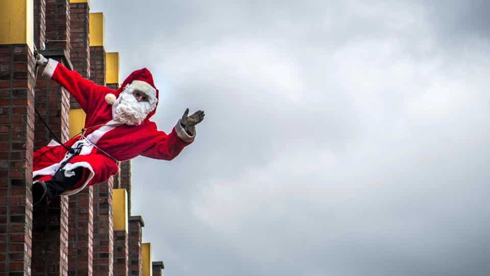 Santa swaps the chimney for an abseil in Berlin
